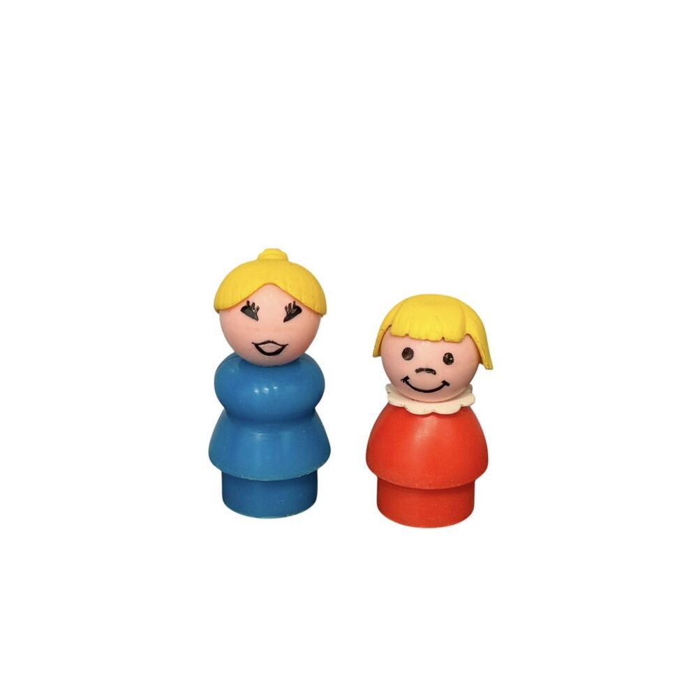 Vintage Fisher Price Little People Mom/teacher Daughter/student Plastic Figures